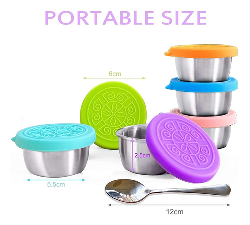 Dip Containers Con Tapas,seis Loncheras For Niños De 1.6 Oz