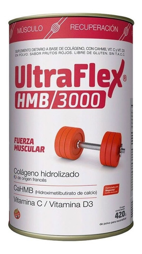 Imagen 1 de 1 de Suplemento en polvo TRB Pharma  Ultraflex HMB/3000 colágeno hidrolizado sabor frutos rojos en lata de 420g