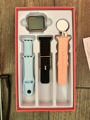 Smart Watch Mini Pantalla Hd Para Mujer Correas Para Iphone Rosa Milanese Rosa Plata.negro