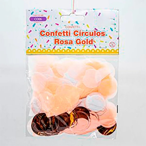 Confetti Papelitos P/ Globos Piñata Deco Circulos Rosa Gold 