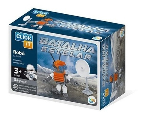 Imagem 1 de 2 de Blocos De Montar Robô Batalha Estelar 34 Peças Click It