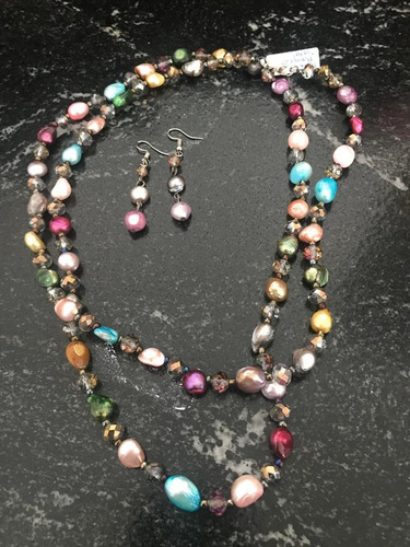 Collar Artesanal De Perlas Variadas Rosa Claro