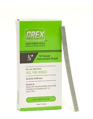 Grex Gbn18-10 18 Gauge 3/8 Pulgadas Longitud Galvanizado Bra