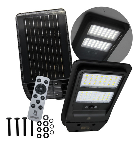 Lampara Solar Suburbana 90w Alumbrado Público Sensor Mov Color Negro