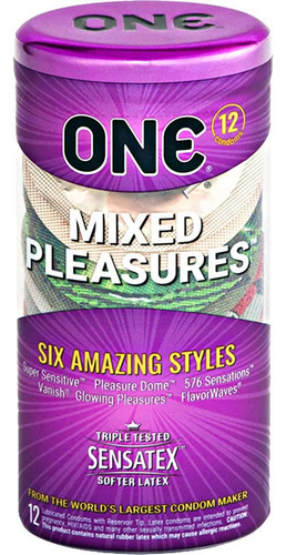 One 1 Mixed Pleasures Preservativos Surtidos, Paquete De 12