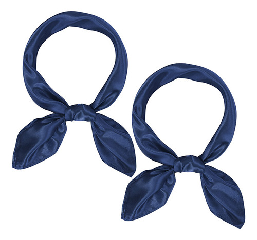 2pzs Masajes De Seda Sólido Para Mujer Pañuelo Tipo Seda Color Azul marino