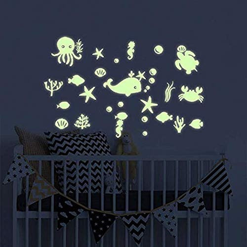 Vinil Decorativo Stickers Fluorescentes De Animales Marinos