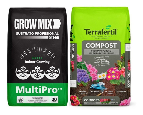 Sustrato Growmix Terrafertil Multipro 20lt Compost 20lt Grow
