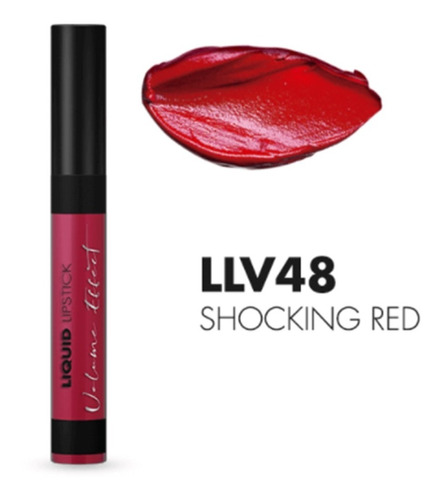 Labial Liquido Efecto Volumen Idraet Shocking Red Llv48 Acabado Mate Color LLV 48 Shocking red