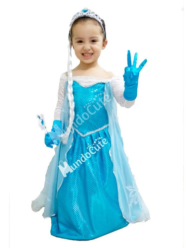 Disfraz Niña Elsa Frozen Completo Trenza Y Guantes Disfraces