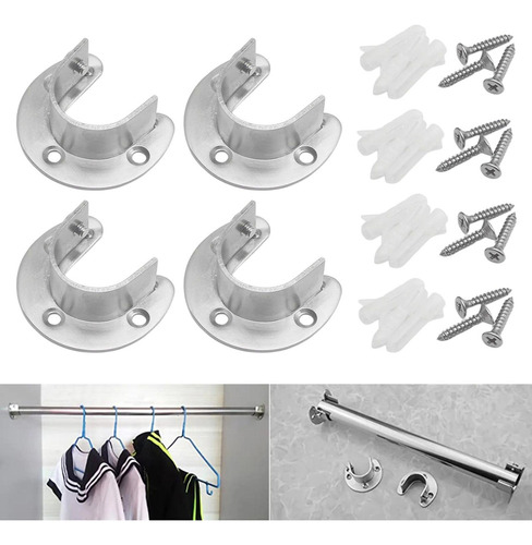 . 4x Socket De Varilla De Acero Inoxidable Brida Rob 25mm