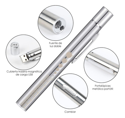 Linterna Led Recargable, Linterna Médica Portátil, Mini