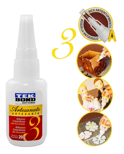 Cola Instantânea Artesanato Alta Nº 3 Tek Bond 20g Cor Incolor