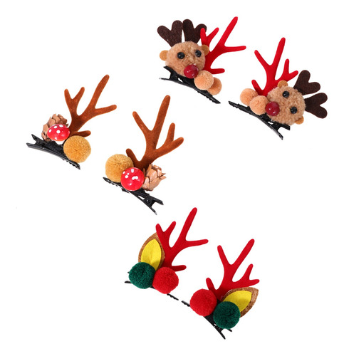 6 Pinzas Para El Pelo De Fiesta De Navidad Horquil Cuernos 