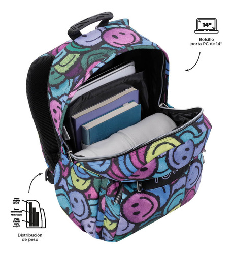 Mochila Unisex Acuarela Totto Color Morado/Azul