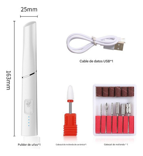Fresas Torno Esmeril De Uñas Recargable Usb Portatil Fresas