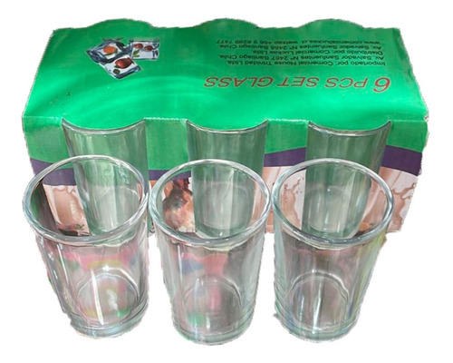 Set 6 Vasos Vidrio Refrescos Nuevos De Mesa Ekolmac