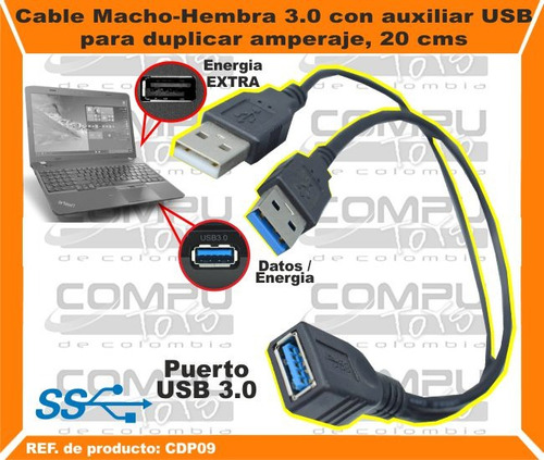 Zcdp09 Cable Usb 3.0 Para Duplicar Amperaje Computoys