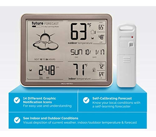 Estación Meteorológica Acurita Con Pantalla Gigante Y Reloj 
