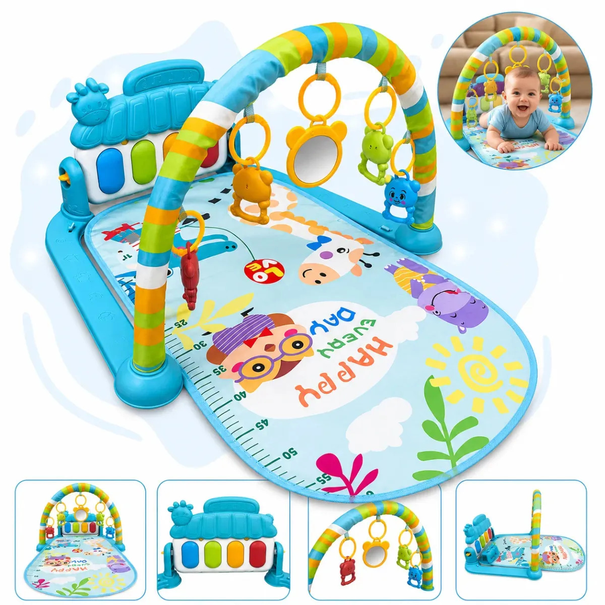 Tapete de Atividades Bebê c/ Piano Musical Infantil 3 em 1 Alvo Toys