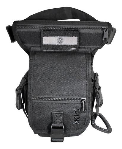Muslera Táctica Kps Tornado Para Moto Reforzada Color Negro Diseño De La Tela Lisa