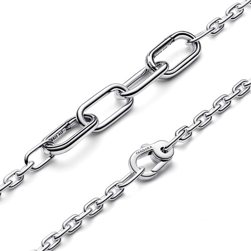 Bracelete De Prata Corrente De Links Grande E Pequeno Comprimento 16 Cm Cor Prateado