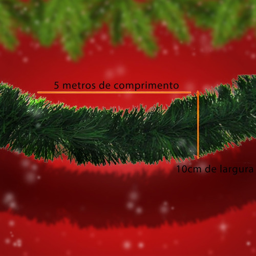 Imagem 8 de 8 de Kit Festão Verde De Natal 5m Fougeron Quadruplo - 4 Unid.