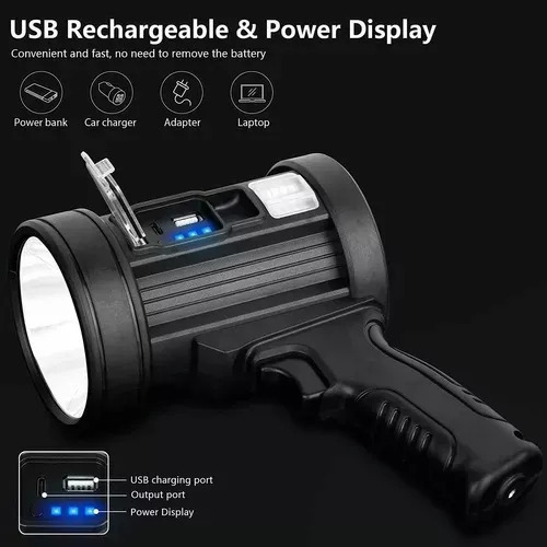 Lanterna De Mão Led Spotlight Refletor 90000lm Ipx5 4 Modos