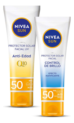 Kit Nivea Sun - Protector Antiedad Q10 + Control De Brillo