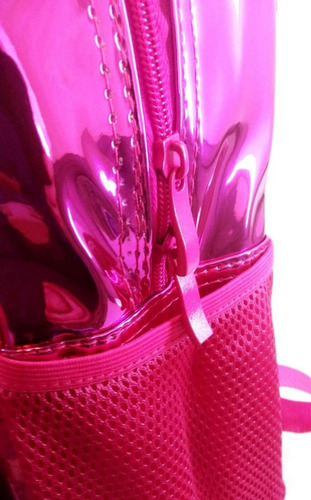 Imagen 6 de 10 de Mochila Urbana Escolar Skora Metalizada Fucsia