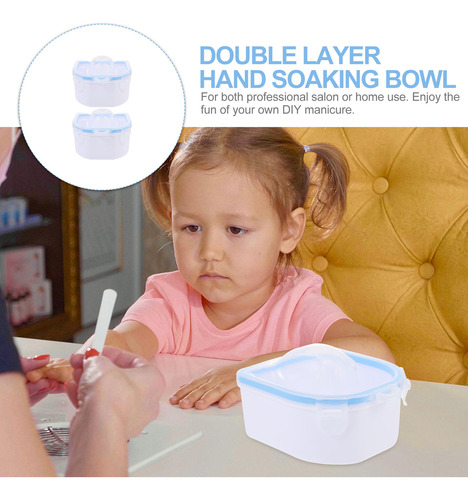 2 Cuencos De Plástico Para Uñas De Doble Capa Para Manicura
