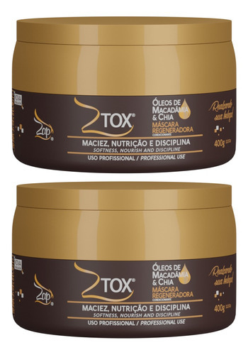 Kit 02 Btx Ztox Macadâmia E Chia Zap Cosméticos 400g