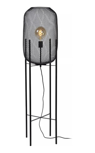 Luminaria De Pie Metalica Negra Ø35xh135cm + Lampara I Nido