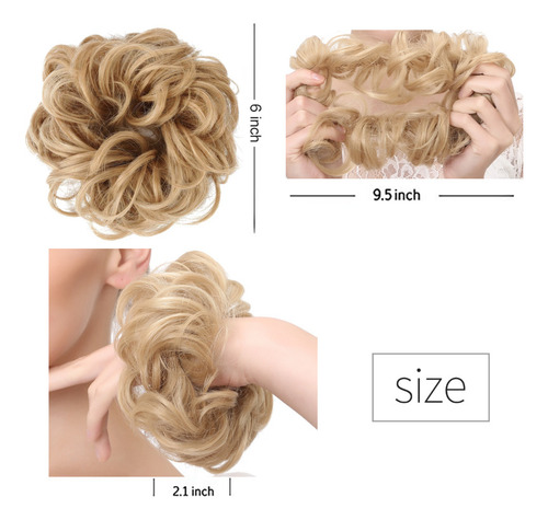 24/613 - Peluquín Elástico Con Moño Y Moño, Aspecto Natural