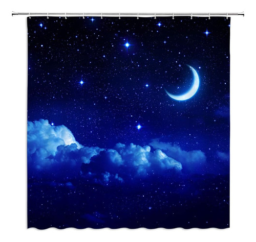Luna Estrellada Cortina De Ducha Fantasía Cielo Noctur...