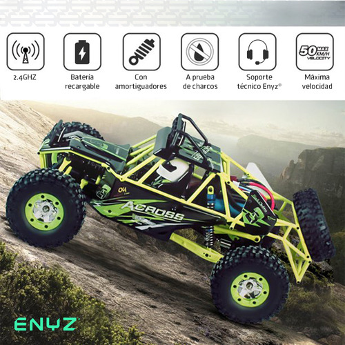 Carro De Control Remoto RC 4x4 50 km/h Wltech Wltoys 12428 Batería Extra Color Verde Neón