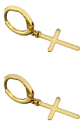 Brinco Com Crucifixo P Banhado A Ouro 18k Top Demais