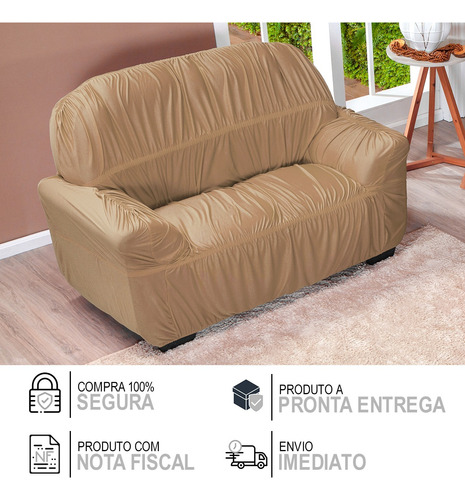 Capa De Sofá King 2 Lugares Elasticada Malha Varias Cores