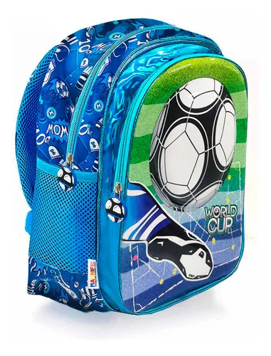 Mochila Jardin Escolar Pelota Amo El Futbol Phi Phi Bags Color Azul