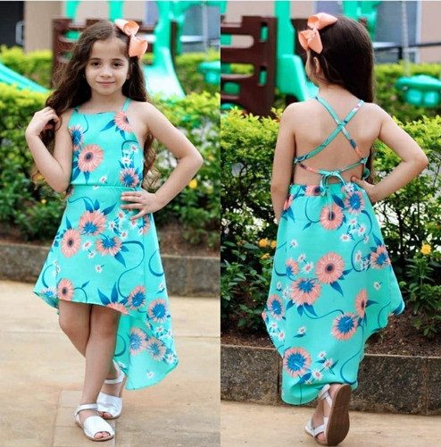 Imagem 3 de 8 de Vestido Infantil Mullet Sereia Tendência Roupa Moda Verão