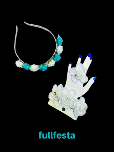 Combo Vincha/pulsera Y Anillo Flor-primavera-cotillón-upd