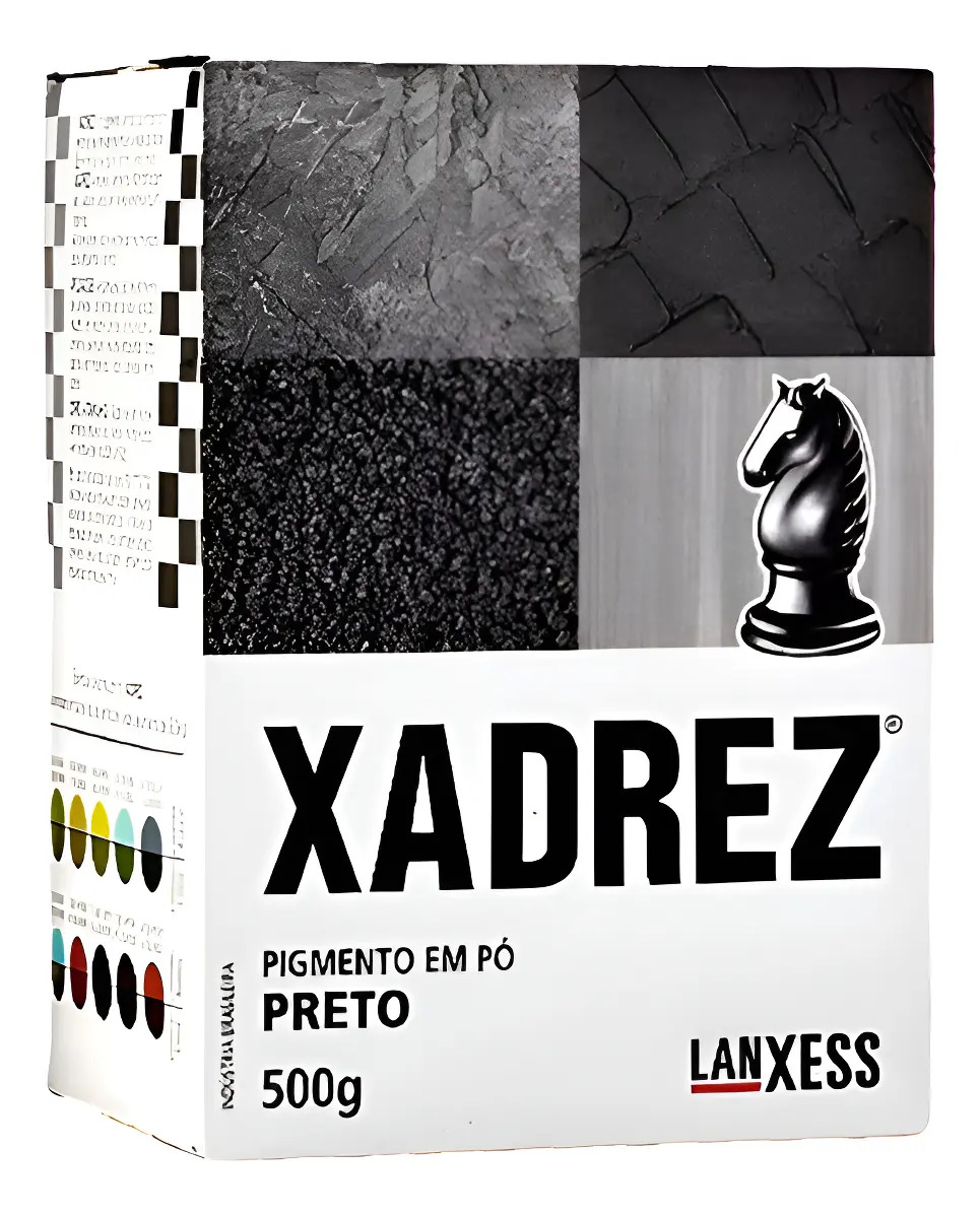 Pigmento em Pó Xadrez Marca Lanxess Preto 500g para Argamassa e Concreto
