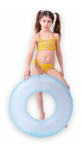 Malla Bikini Cali Niña Uv Upf50+ Top Tiras + Bombi Emoji Env