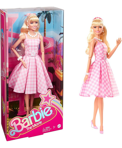 Barbie The Movie Muñeca Barbie Vestido Rosa A Cuadros 