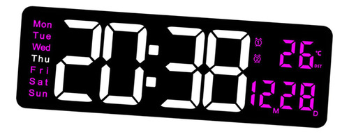 . Reloj De Pared Digital, Luz Nocturna Colorida, Control