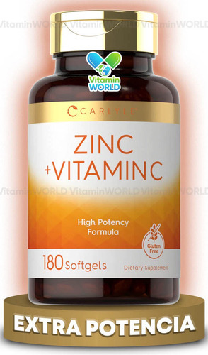 Carlyle Zinc 100 Mg + Vitamina C 180 Softgel Sabor Sin sabor