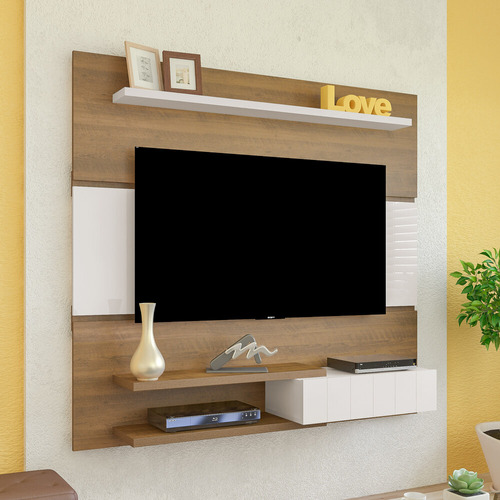 Painel Com Suporte Tv 55 Multimóveis Cr45161 Cor Pinho/Off white