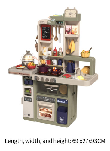 Juego De Cocina, Juguete Para Cocinar Verde Gris 74 Piezas