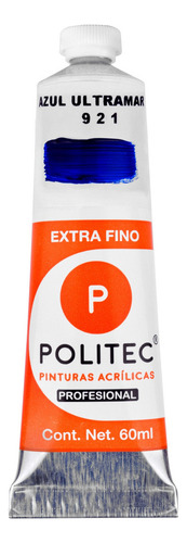 Pintura Acrílica Profesional Línea 900 Politec 60ml Color Azul Ultramar No 921