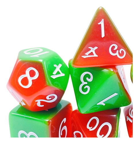 2 Juego De Dados De 7 Piezas Juego De Dados De Rojo Verde
